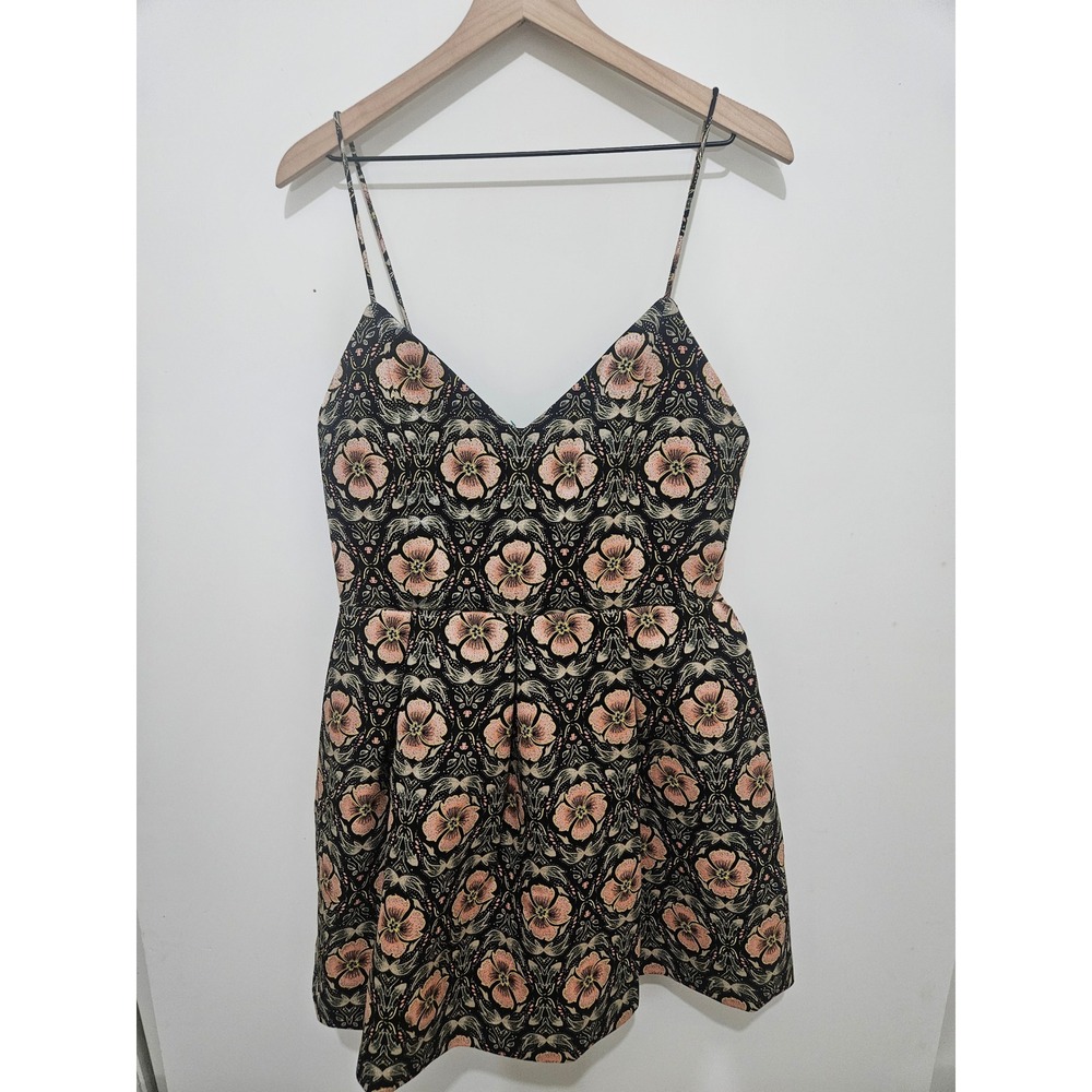 Alice + Olivia Floral Brocade Mini Dress Black Pink Gold CC108Q42511‎ Mens 12